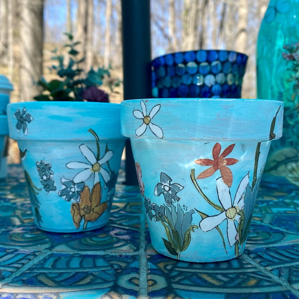 Handcrafted Decorative Rustic Planters Set of Two 3.5X3.5 - Picture 6 of 10